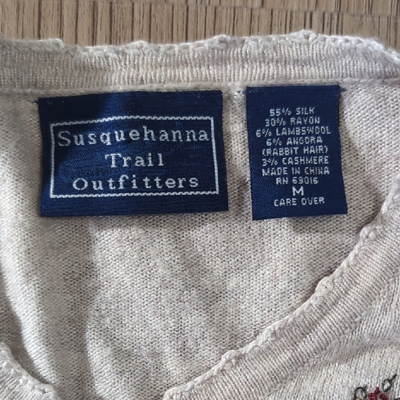 Cream Cardigan Sweater with Round Neckline - Picture 2 of 9